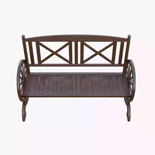 Rustic Wooden Bench Low-poly 3D model