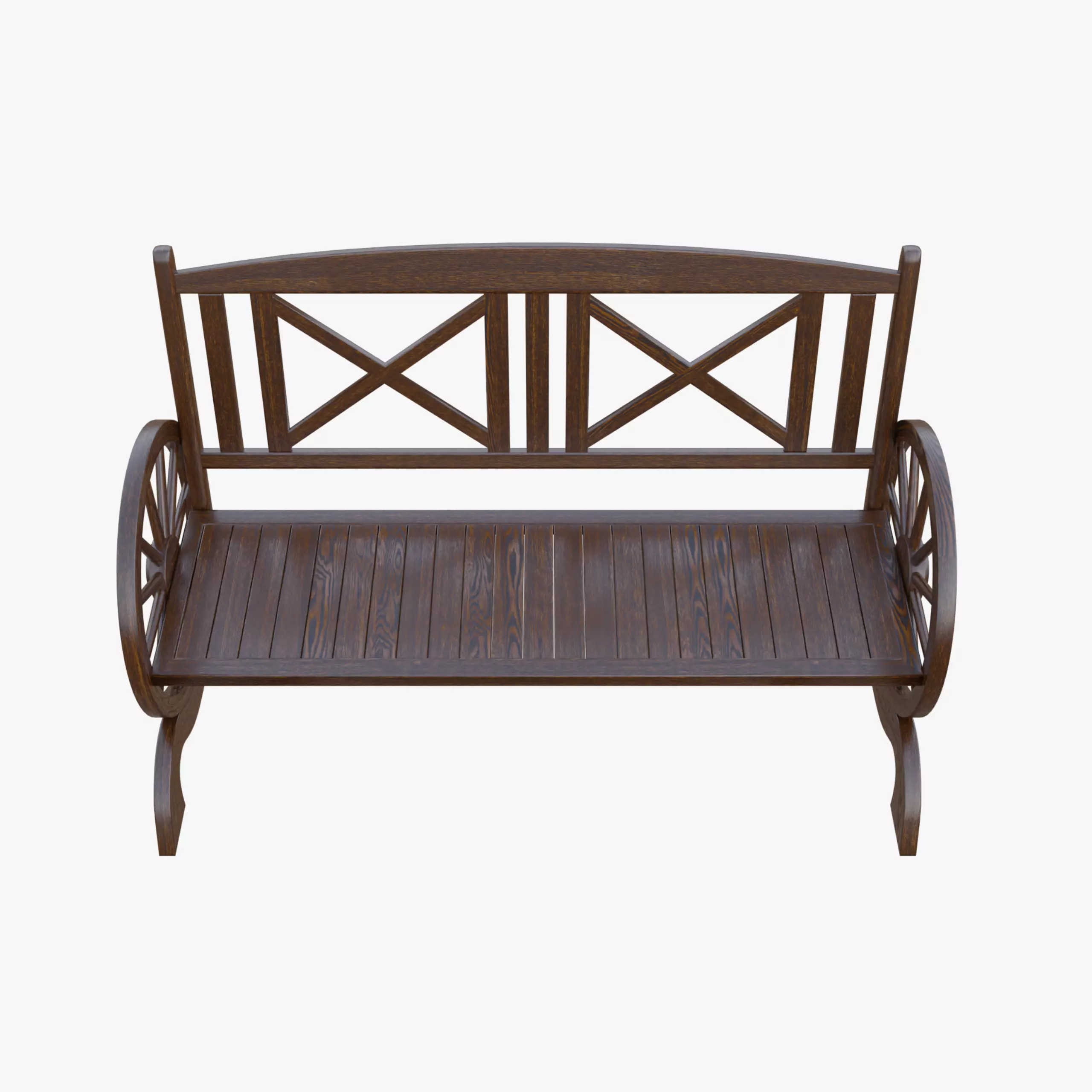 Rustic Wooden Bench Low-poly 3D model