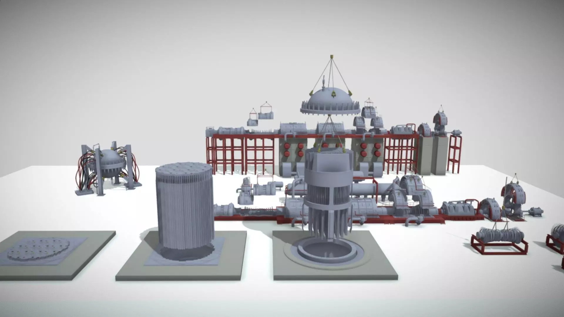 Low Nuclear power plant Low-poly 3D model