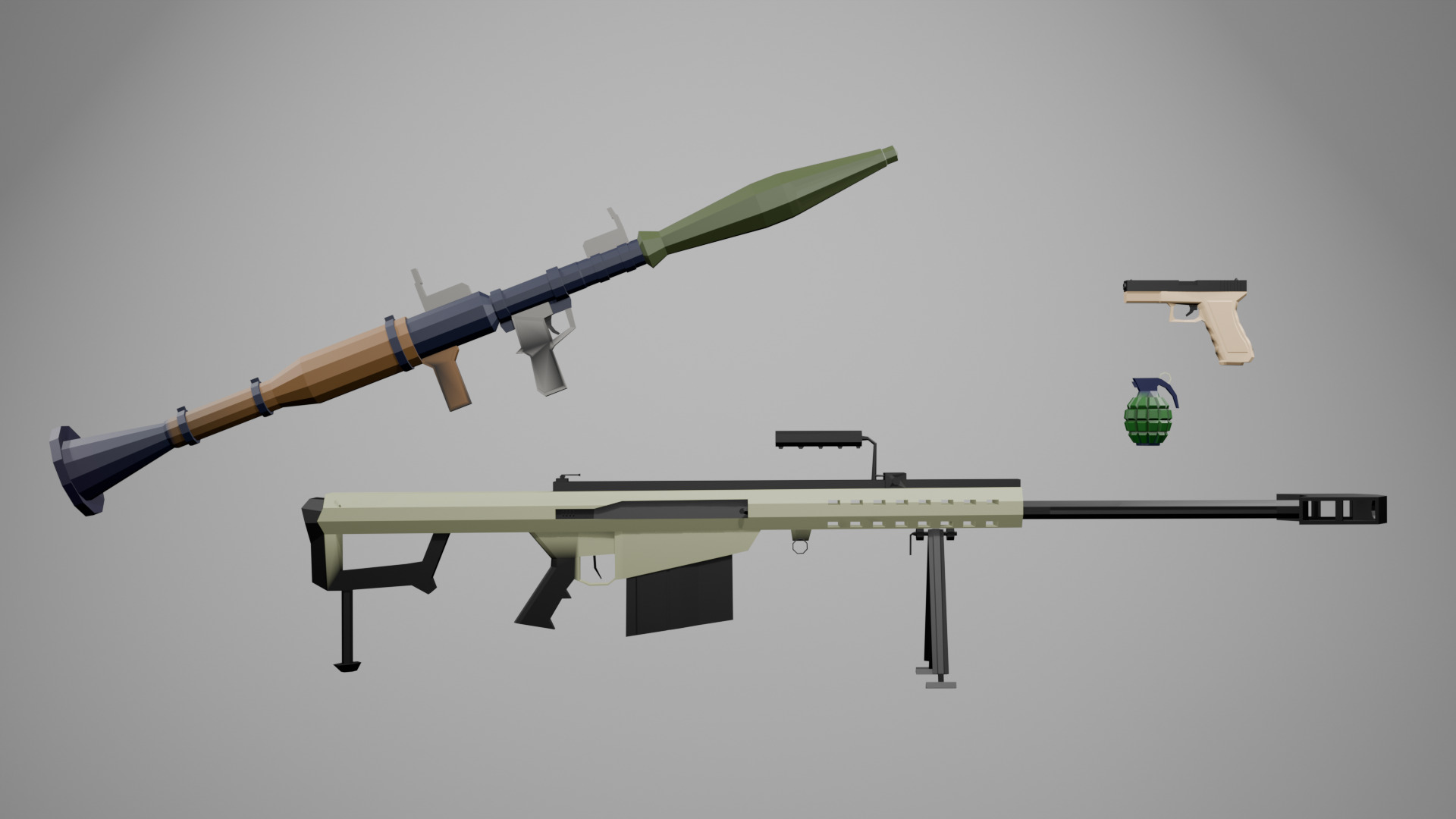 Low-Poly Weapon Pack - Ready for Action Free low-poly 3D model_2