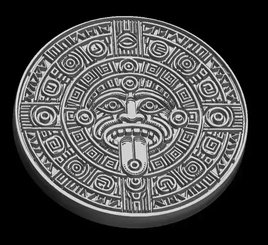 AZTEC ORNAMENTAL DISC - DETAILED 3D PRINT MODEL