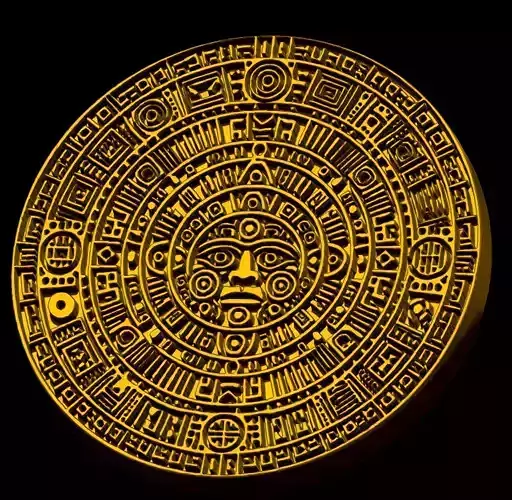 GOLD AZTEC SUN STONE - TONATIUH MEDALLION - 3D PRINT MODEL