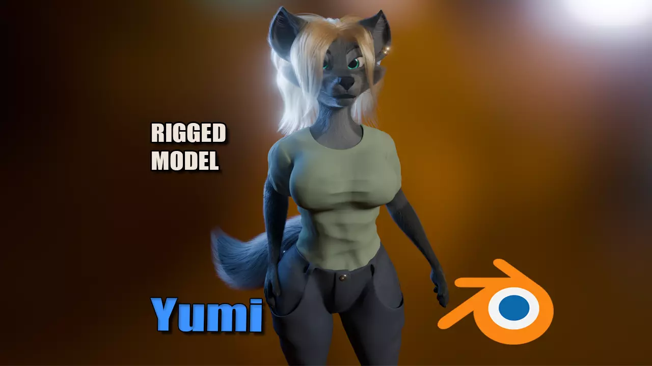 Yumi Anthro Fox Low-poly 3D model