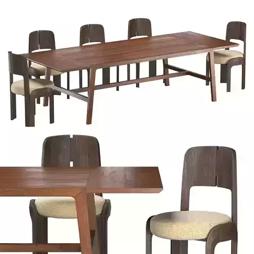 Kathy table akar chair oak 3D model