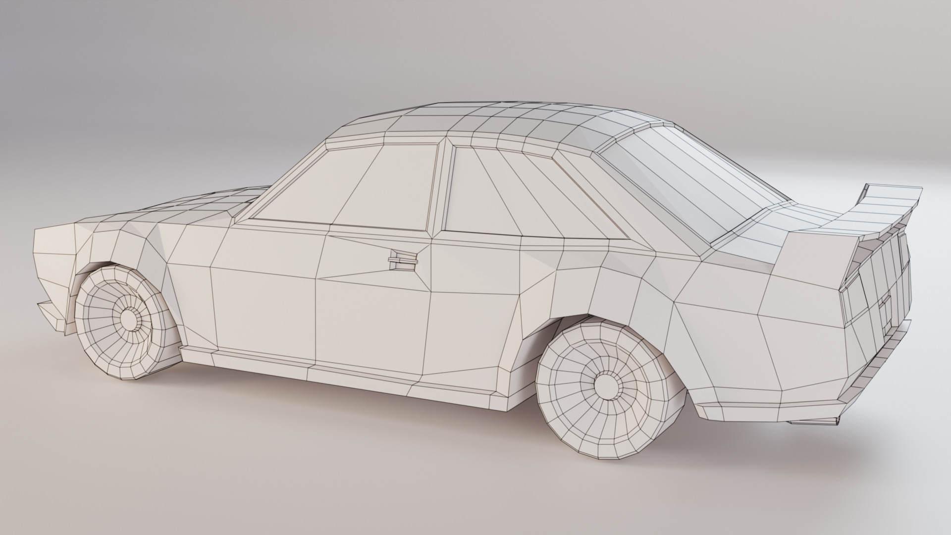 Low Poly Stylized Sports Car Low-poly 3D model_4