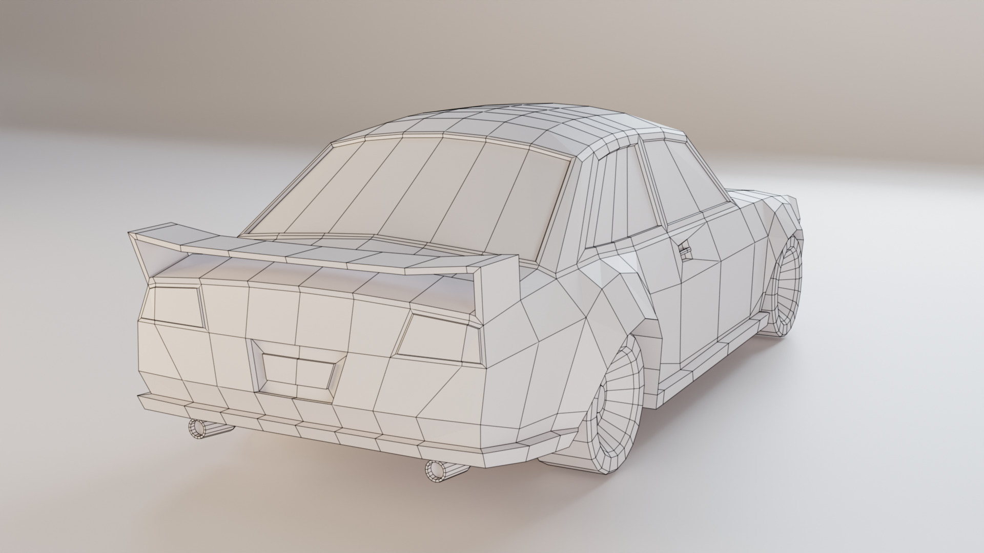 Low Poly Stylized Sports Car Low-poly 3D model_6