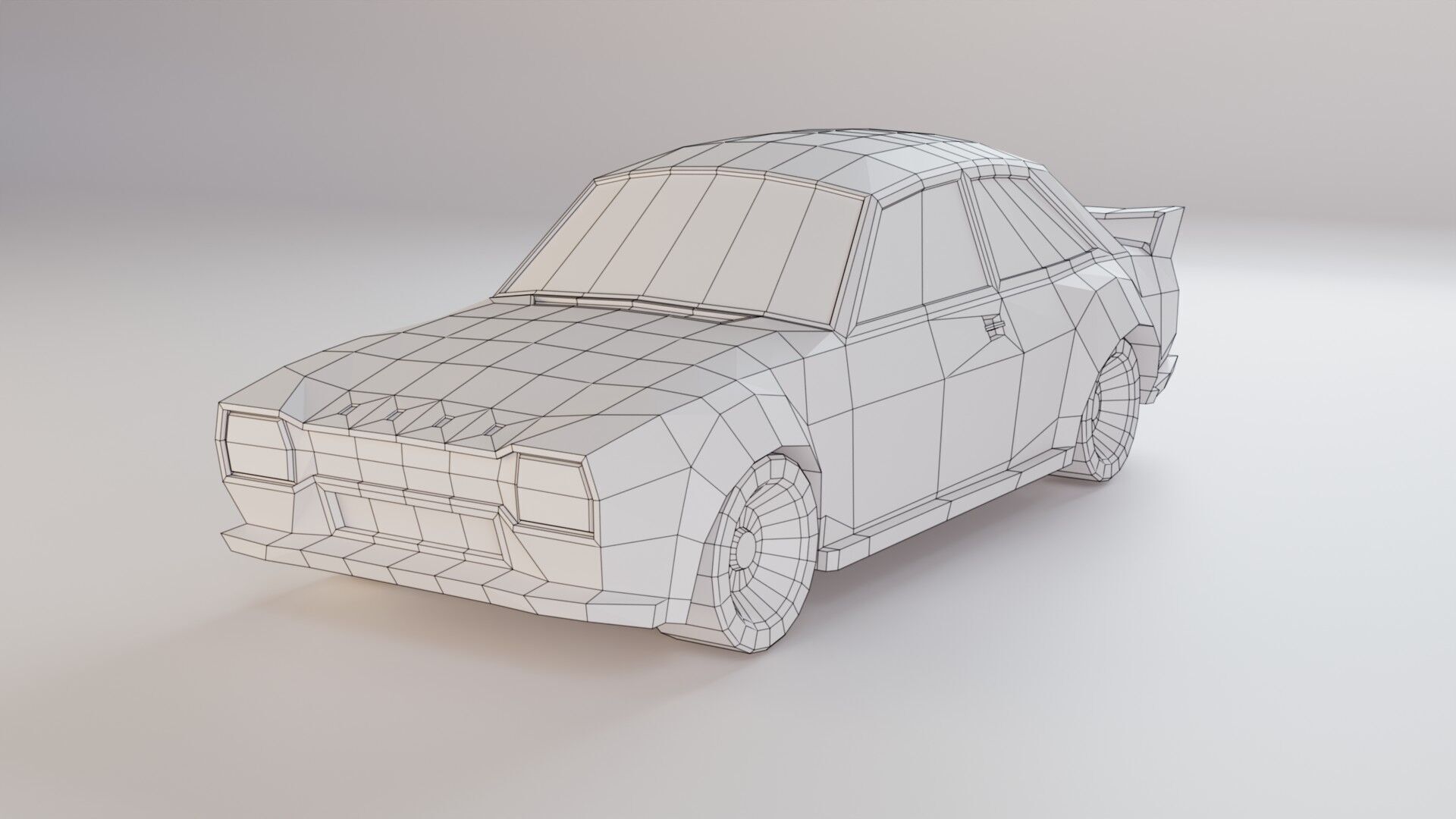 Low Poly Stylized Sports Car Low-poly 3D model_2
