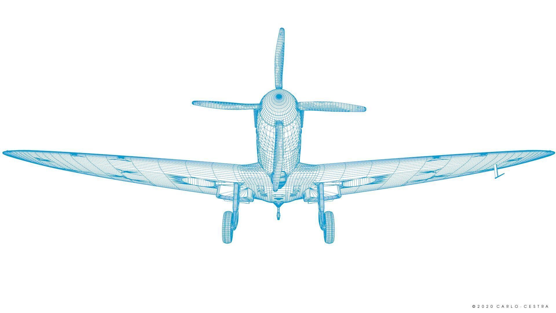 SPITFIRE TR MK9 - Not rigged Low-poly 3D model_49