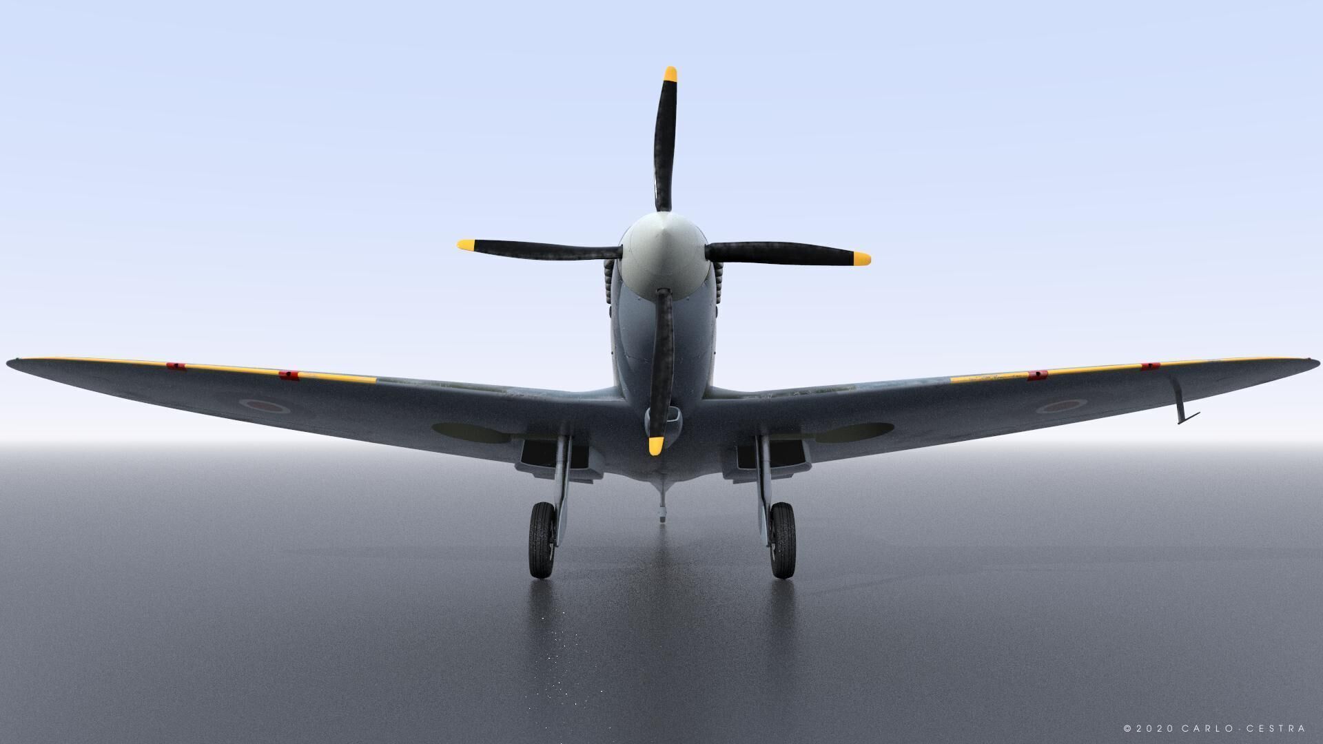 SPITFIRE TR MK9 - Not rigged Low-poly 3D model_13