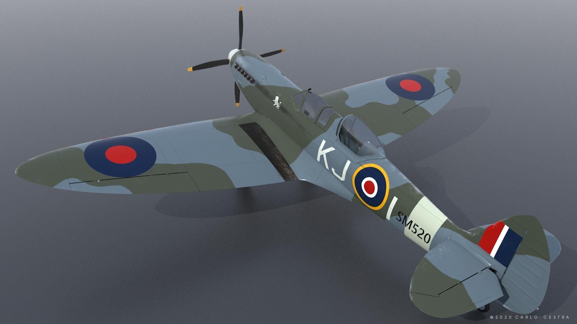 SPITFIRE TR MK9 - Not rigged Low-poly 3D model_3