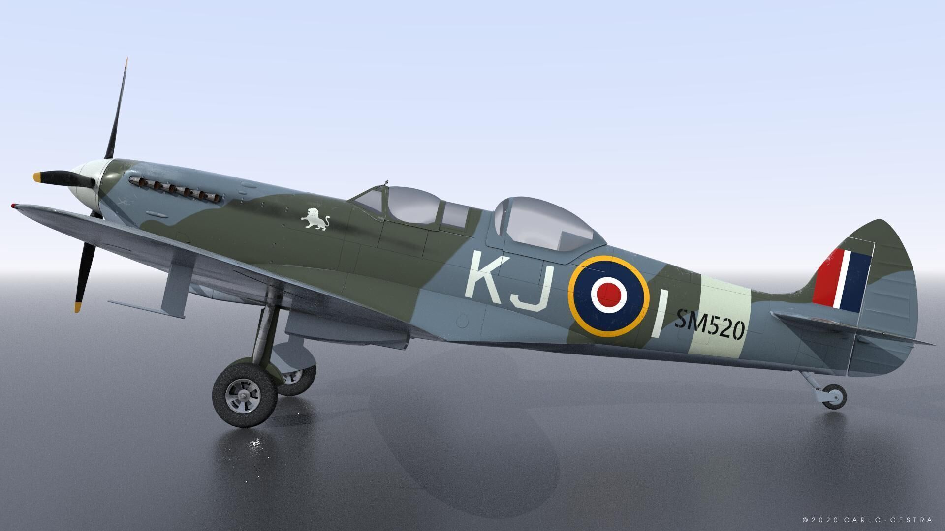 SPITFIRE TR MK9 - Not rigged Low-poly 3D model_11