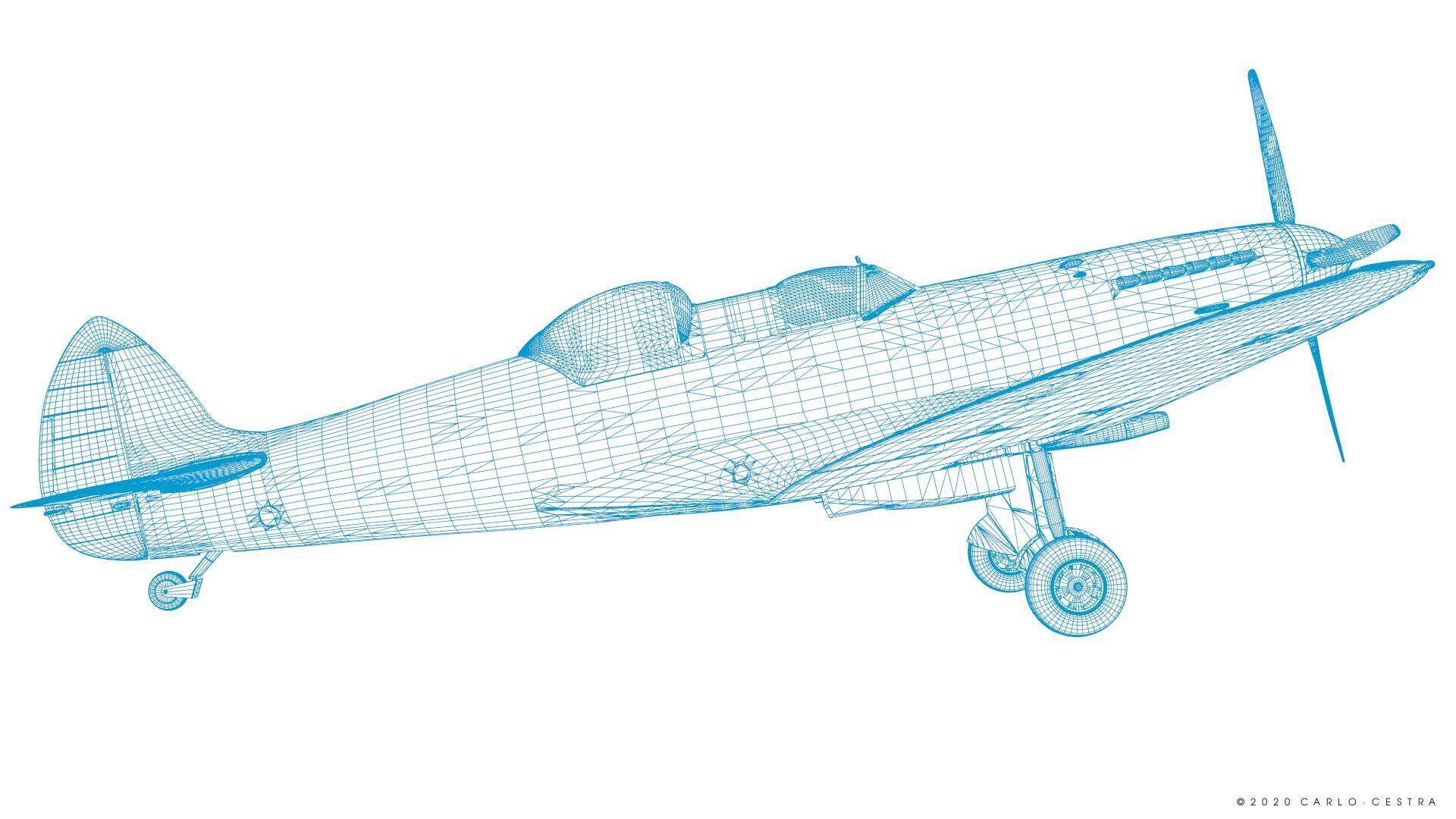 SPITFIRE TR MK9 - Not rigged Low-poly 3D model_46