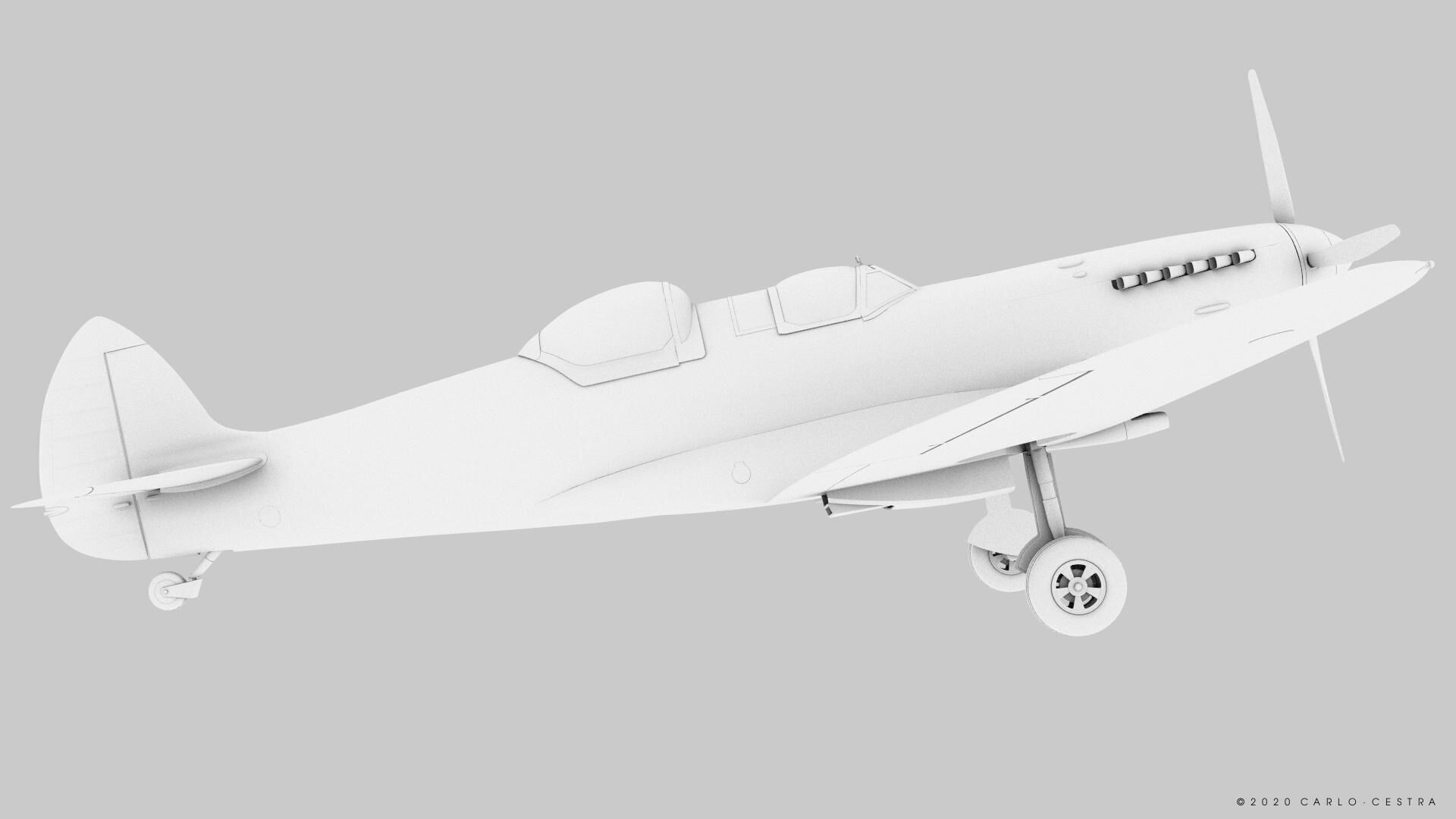 SPITFIRE TR MK9 - Not rigged Low-poly 3D model_29