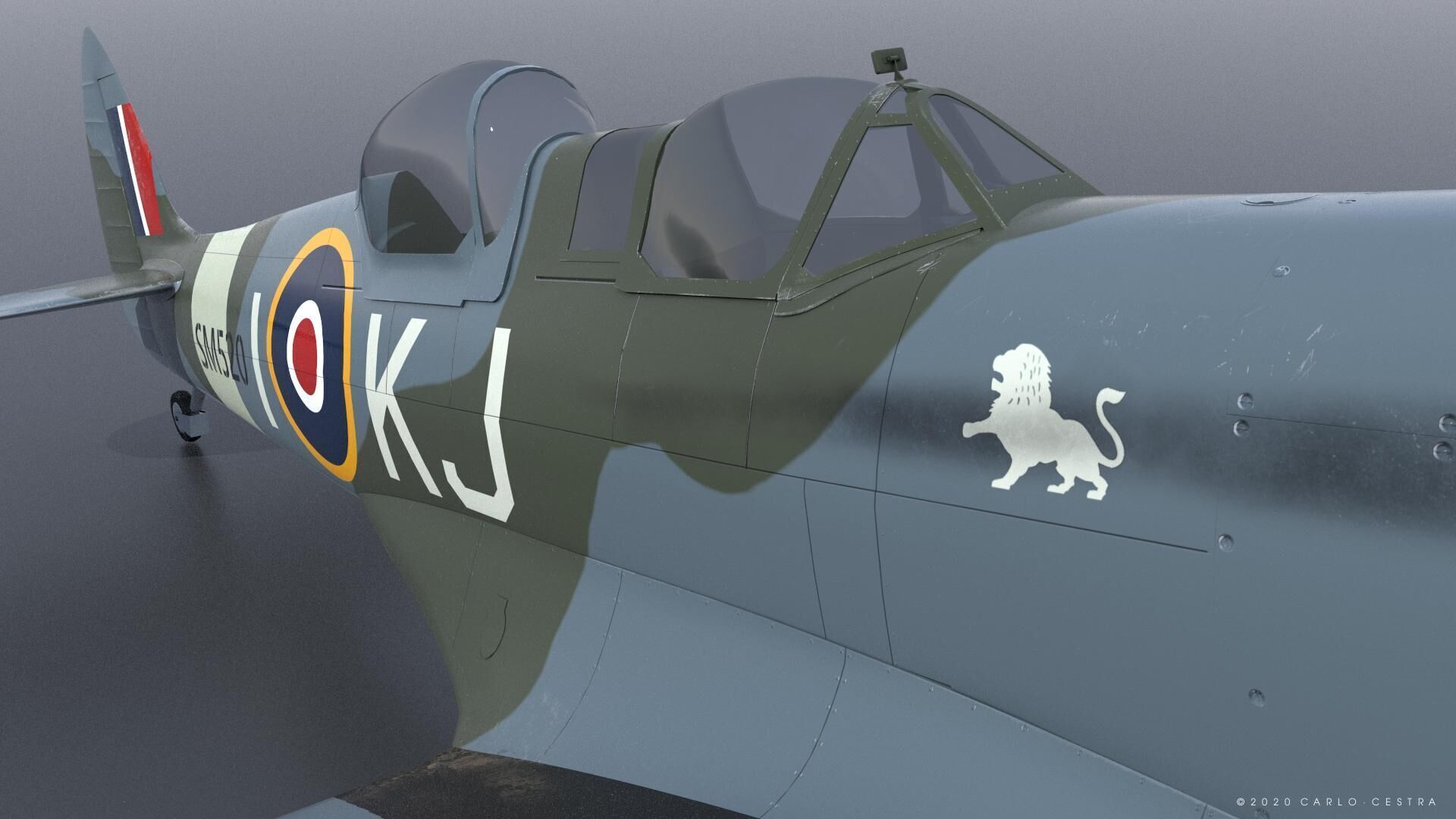 SPITFIRE TR MK9 - Not rigged Low-poly 3D model_5