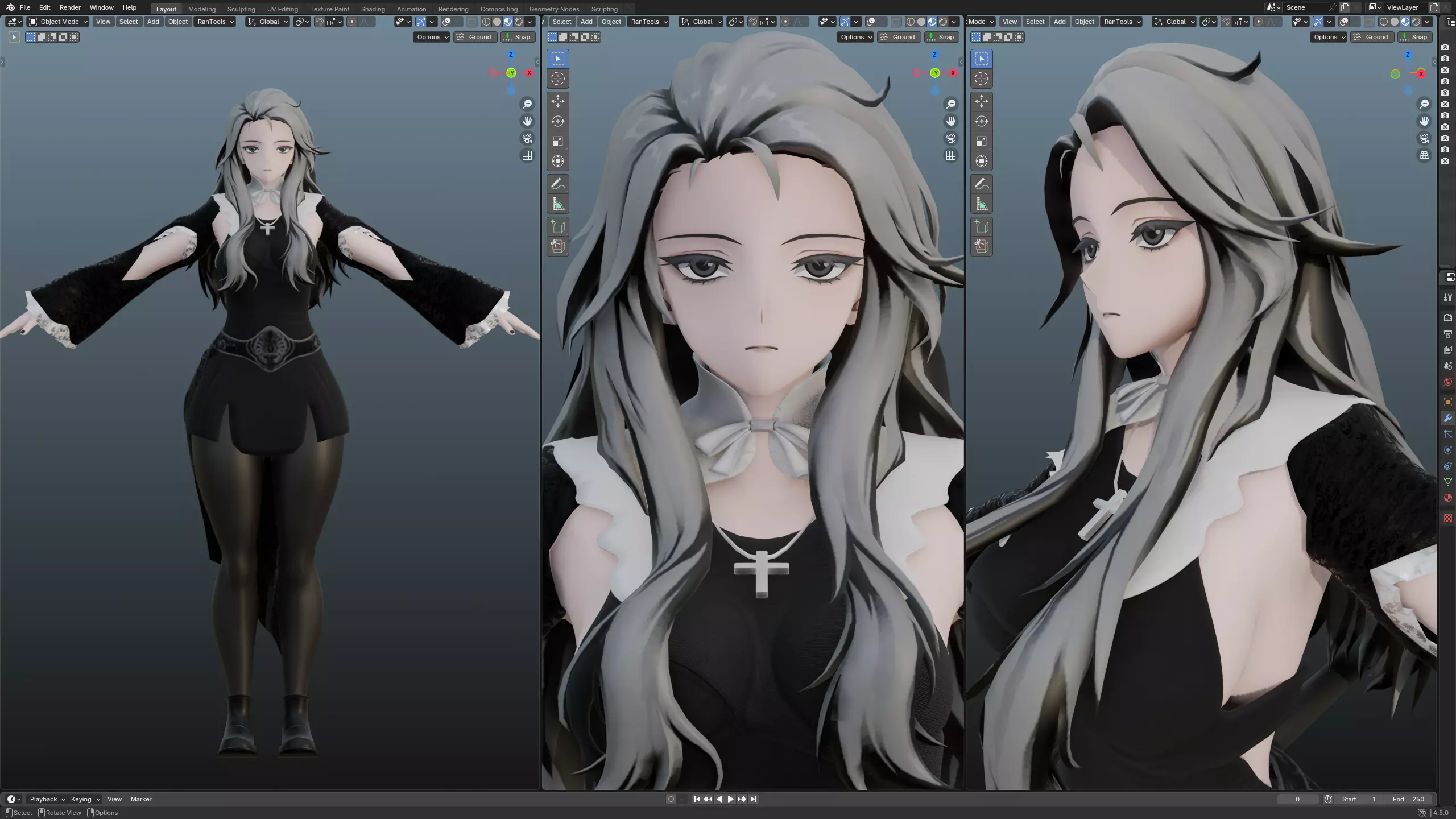 Anime girl  Low-poly 3D model_1