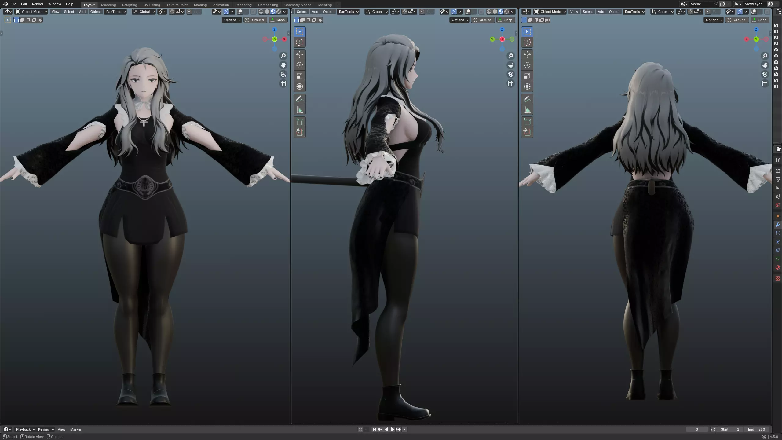 Anime girl  Low-poly 3D model_2