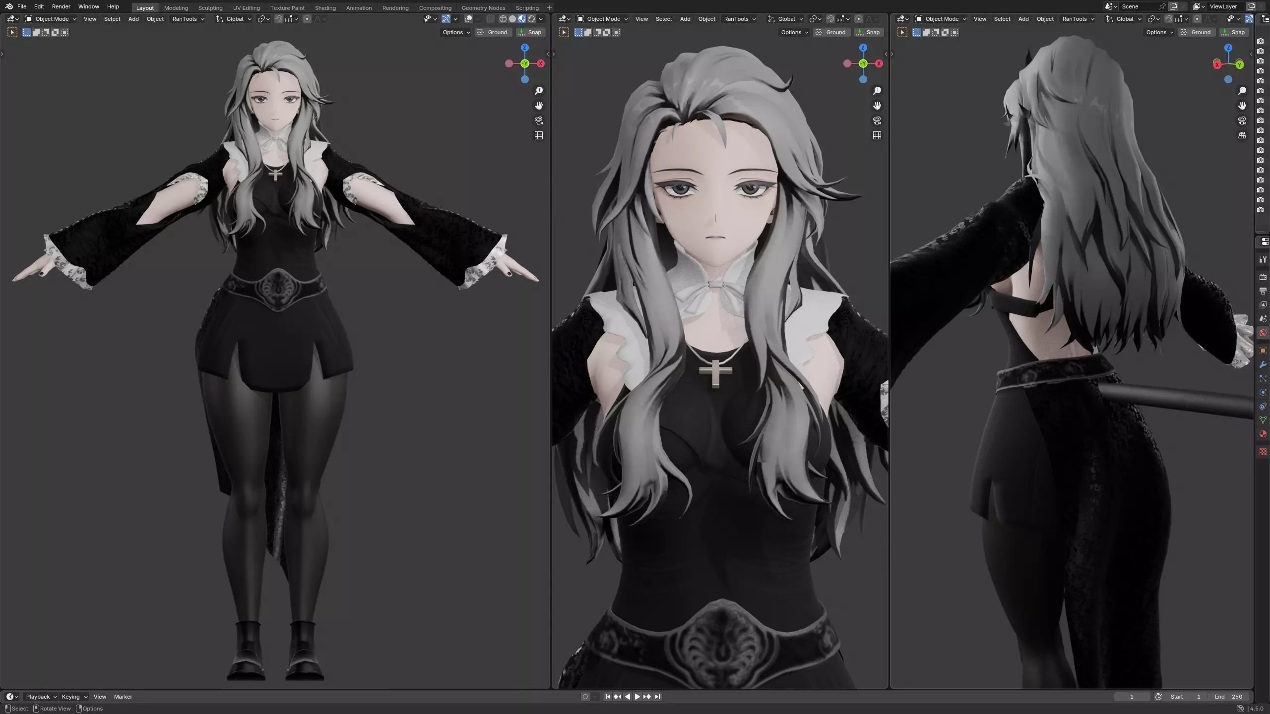 Anime girl  Low-poly 3D model_0