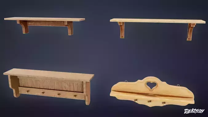 SUBURBS - Wall Shelf Set 01 - LOW POLY AND NANITE