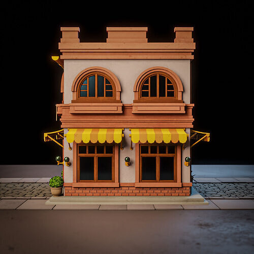 LOWPOLY CITY BUILDING STYLIZE 1 Low-poly 3D model 4
