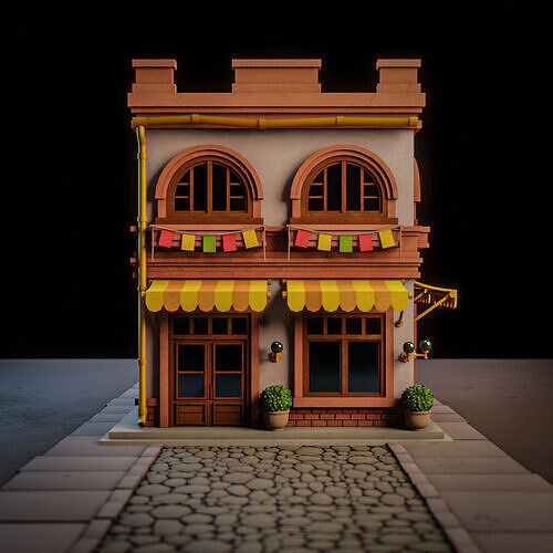 LOWPOLY CITY BUILDING STYLIZE 1 Low-poly 3D model 2