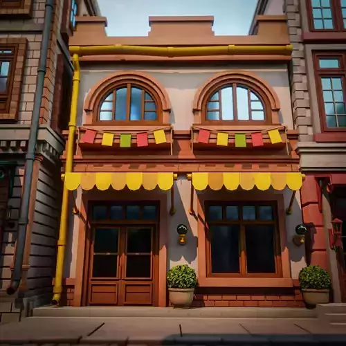 LOWPOLY CITY BUILDING STYLIZE 1