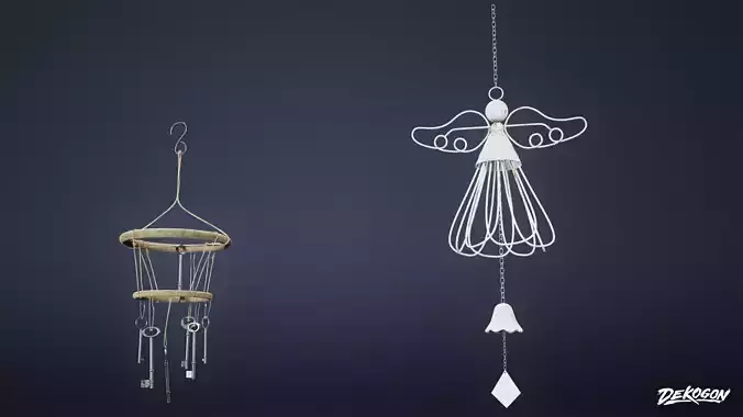 SUBURBS - Wind Chime Set 01 - LOW POLY AND NANITE Low-poly 3D model