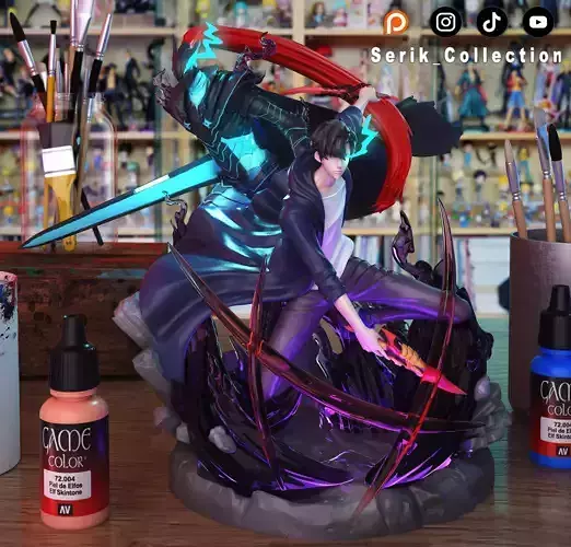 SUNG JINWOO AND IGRIS DIORAMA - SOLO LEVELING 3D print model