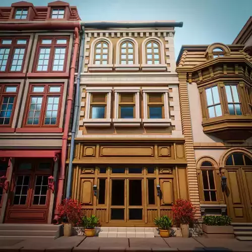 LOWPOLY CITY BUILDING STYLIZE 3 Low-poly 3D model