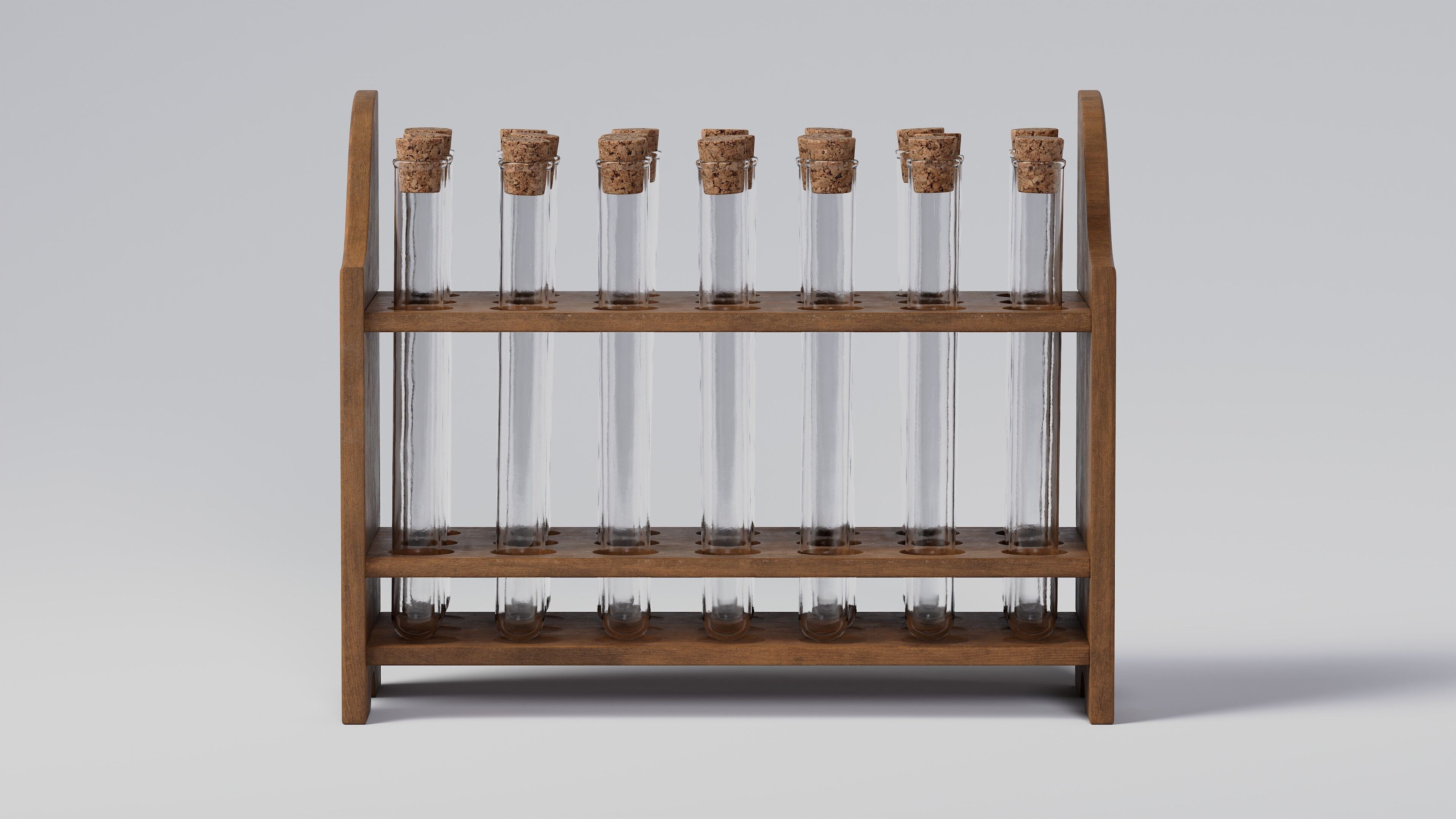 Wooden test tube rack 3D model_1