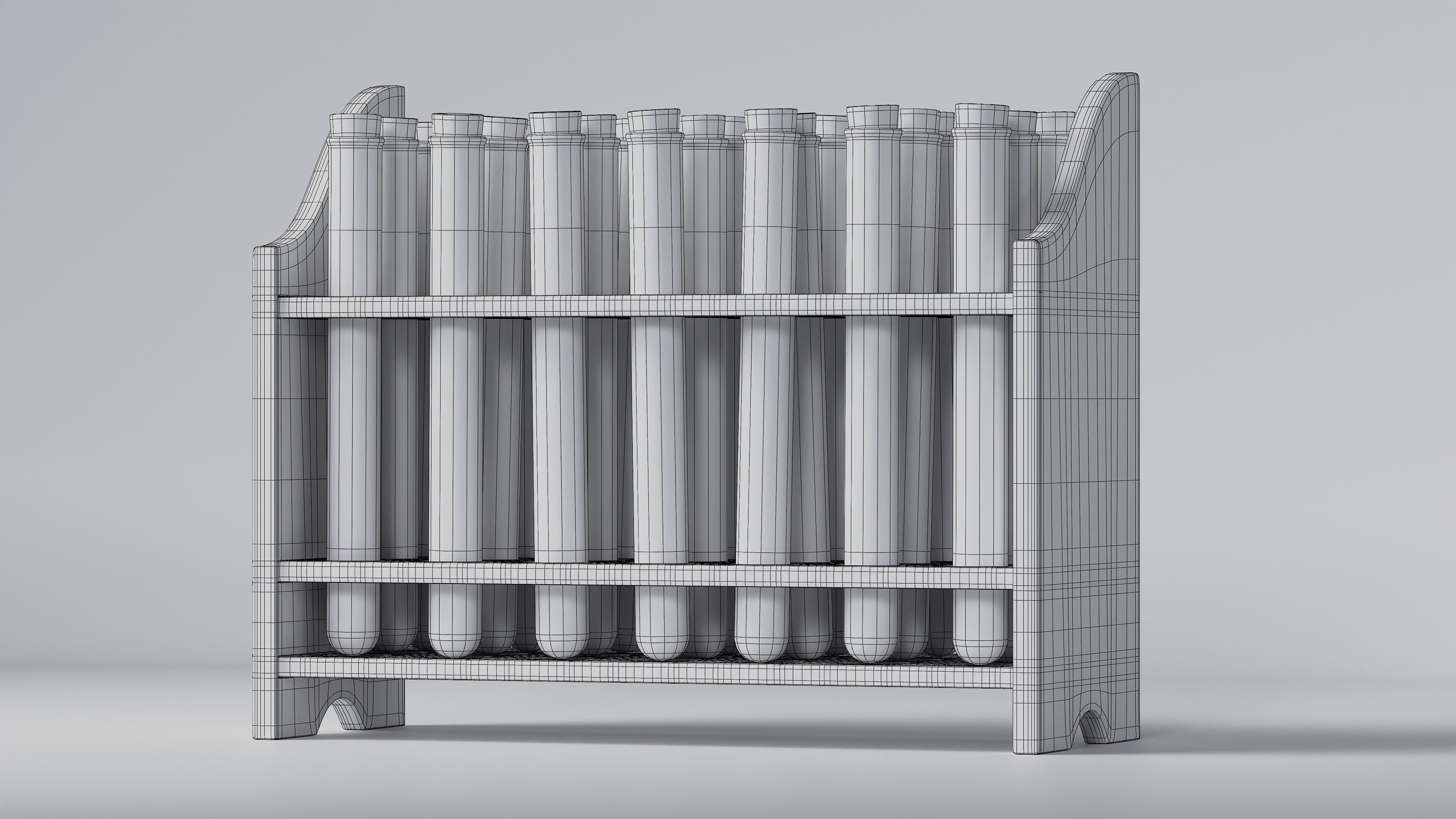 Wooden test tube rack 3D model_14