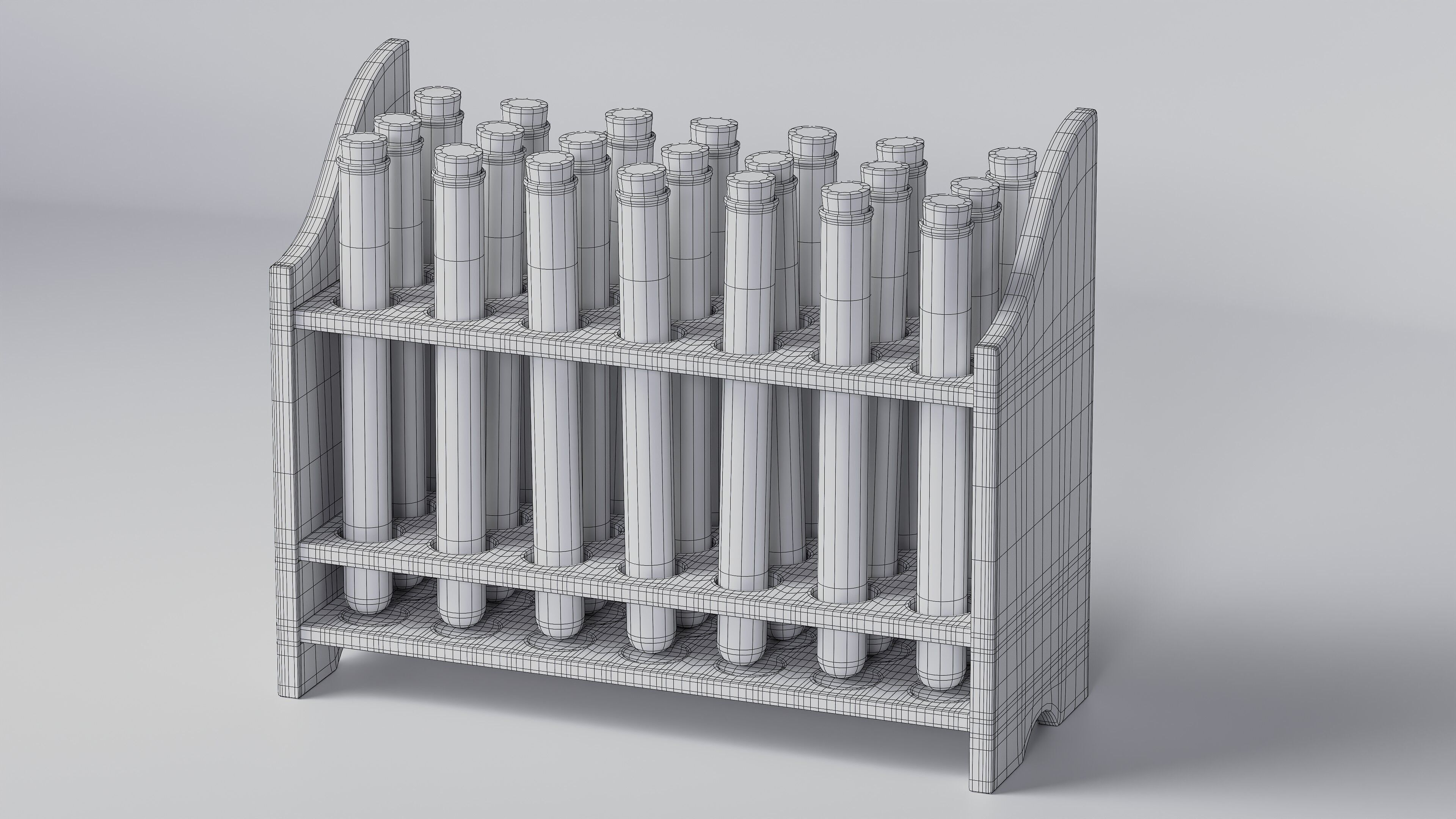 Wooden test tube rack 3D model_15