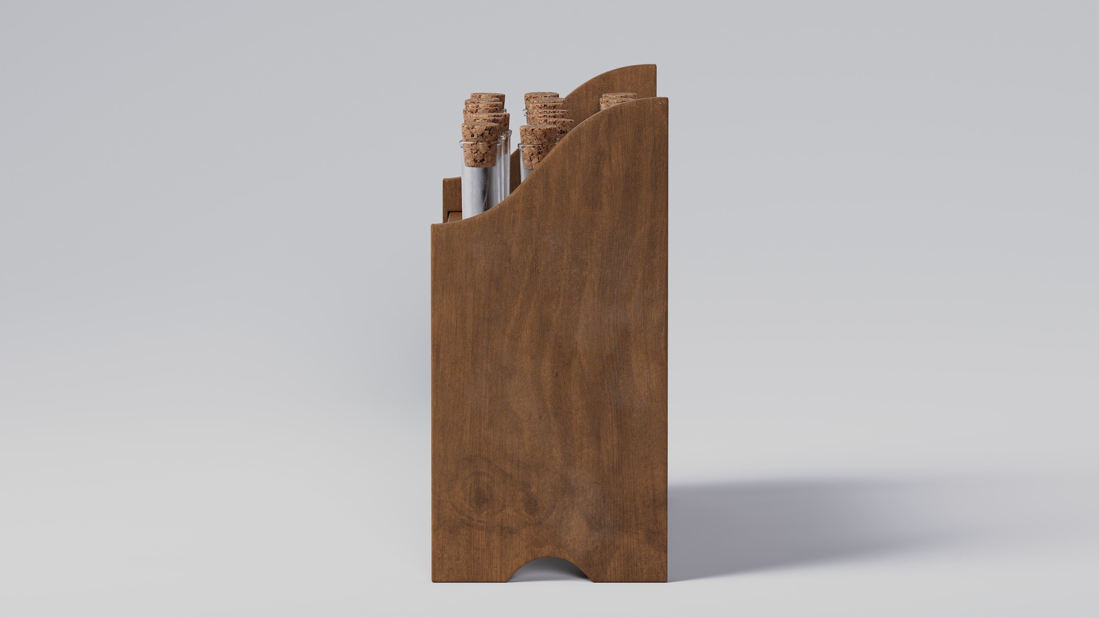 Wooden test tube rack 3D model_2
