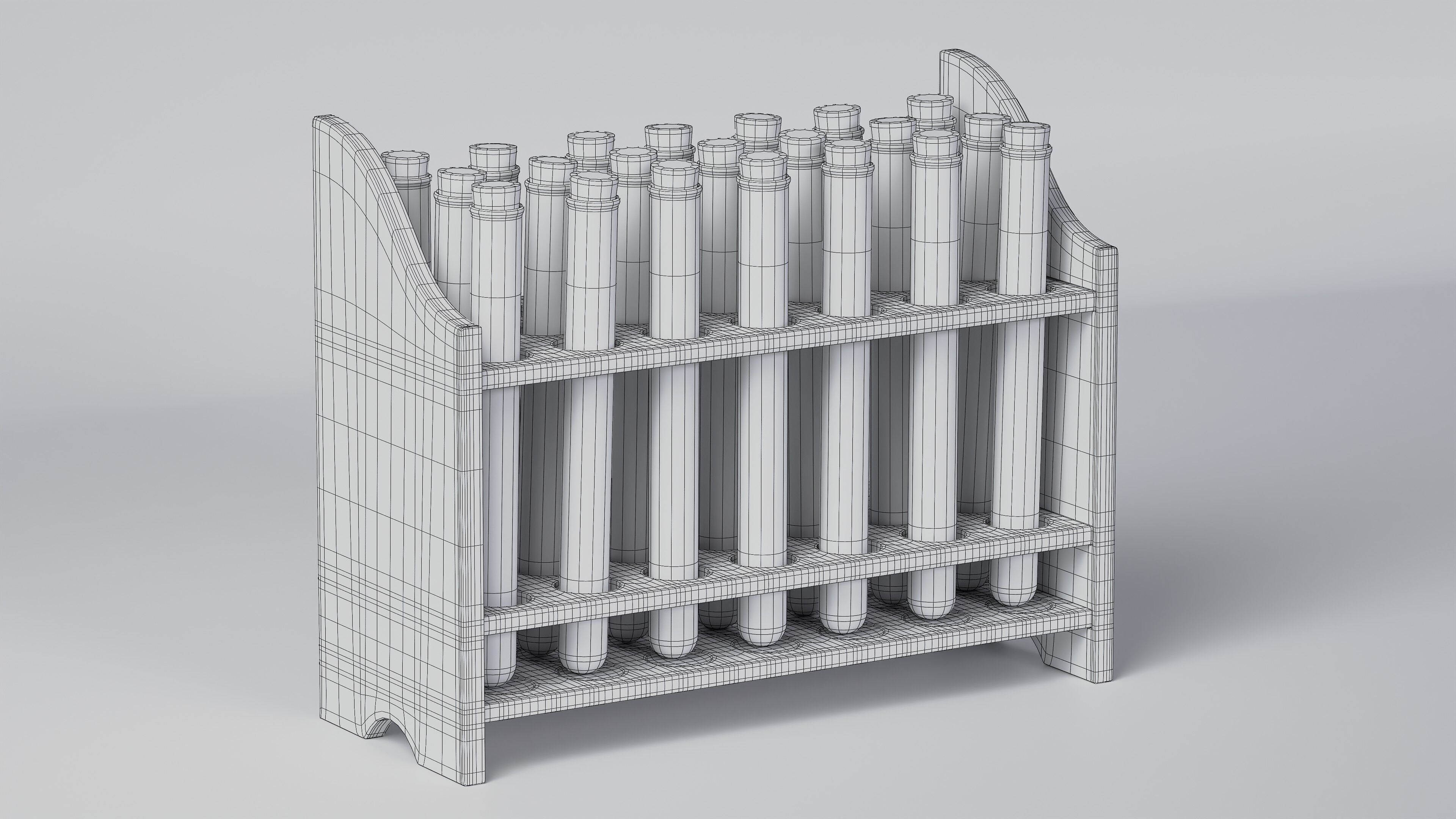 Wooden test tube rack 3D model_18