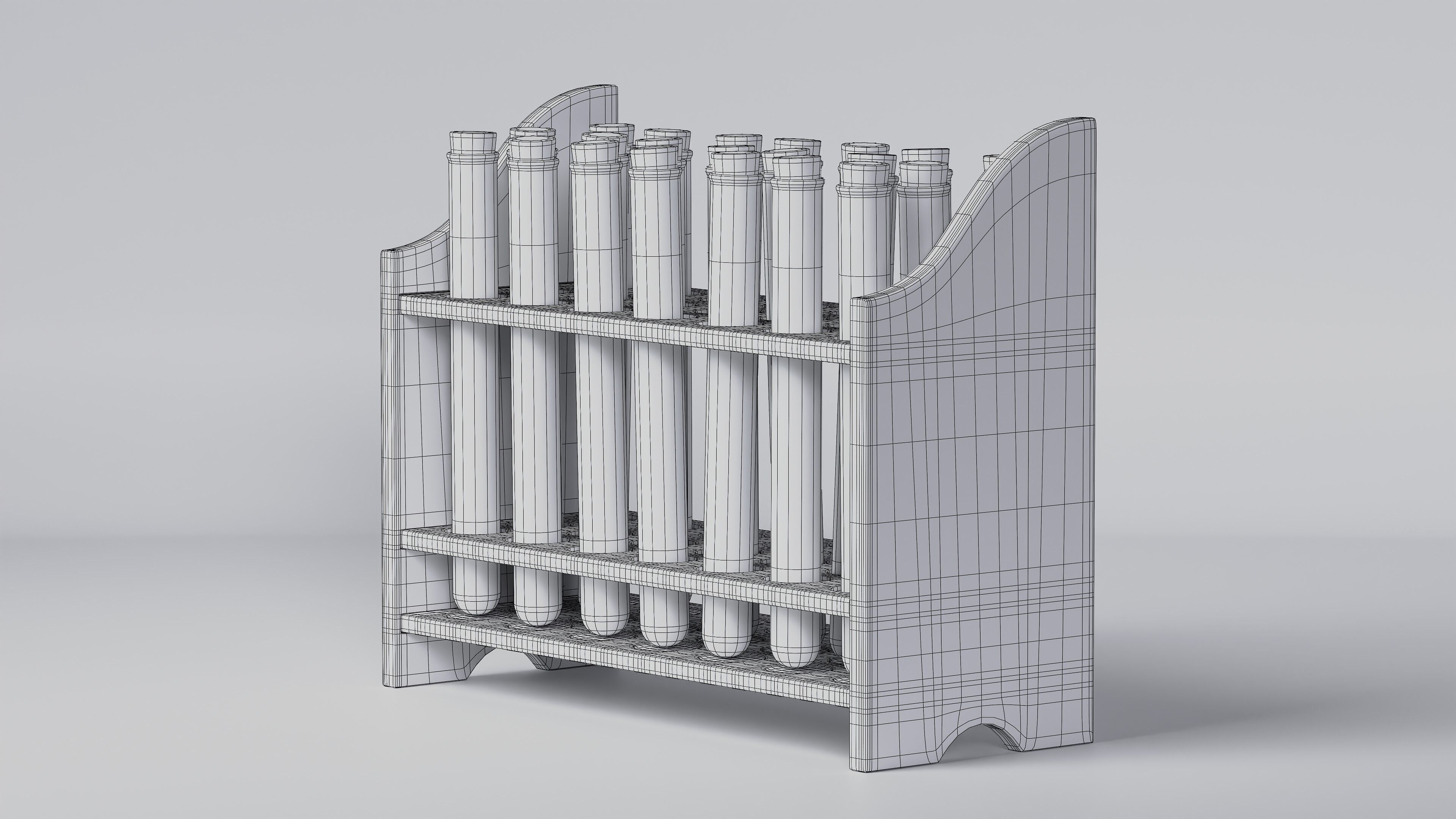 Wooden test tube rack 3D model_17