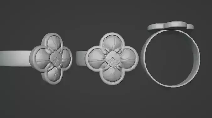 Clover Bloom Ring  3D Printable STL