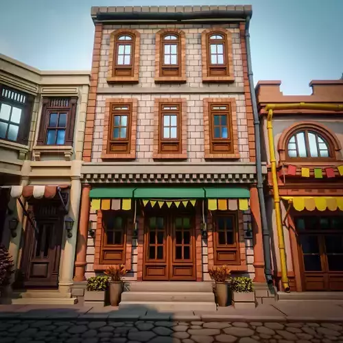 LOWPOLY CITY BUILDING STYLIZE 8 Low-poly 3D model