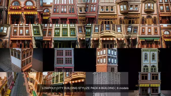 LOWPOLY CITY BUILDING STYLIZE PACK 8 BUILDING