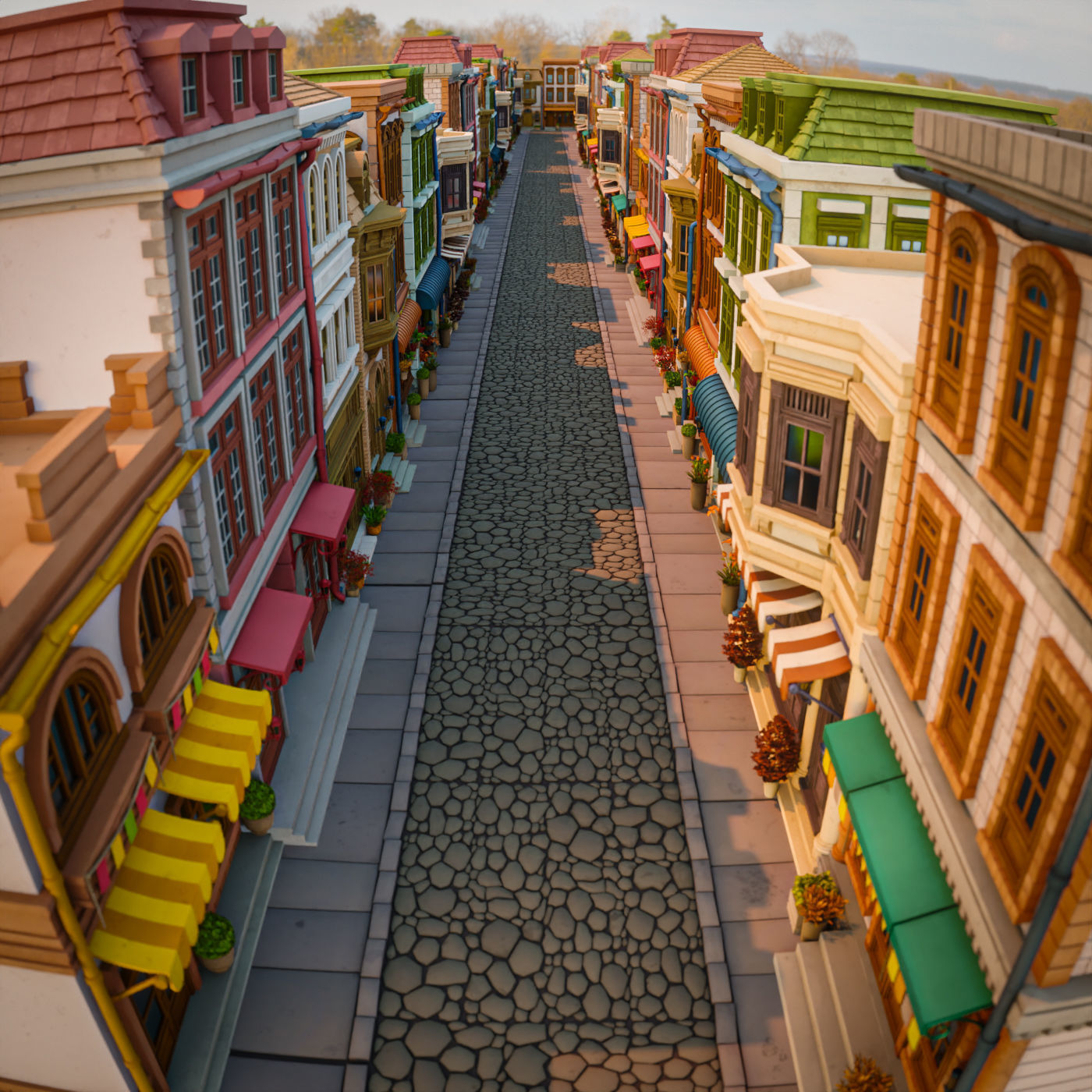 LOWPOLY CITY BUILDING STYLIZE PACK 8 BUILDING 3D Model Collection_4