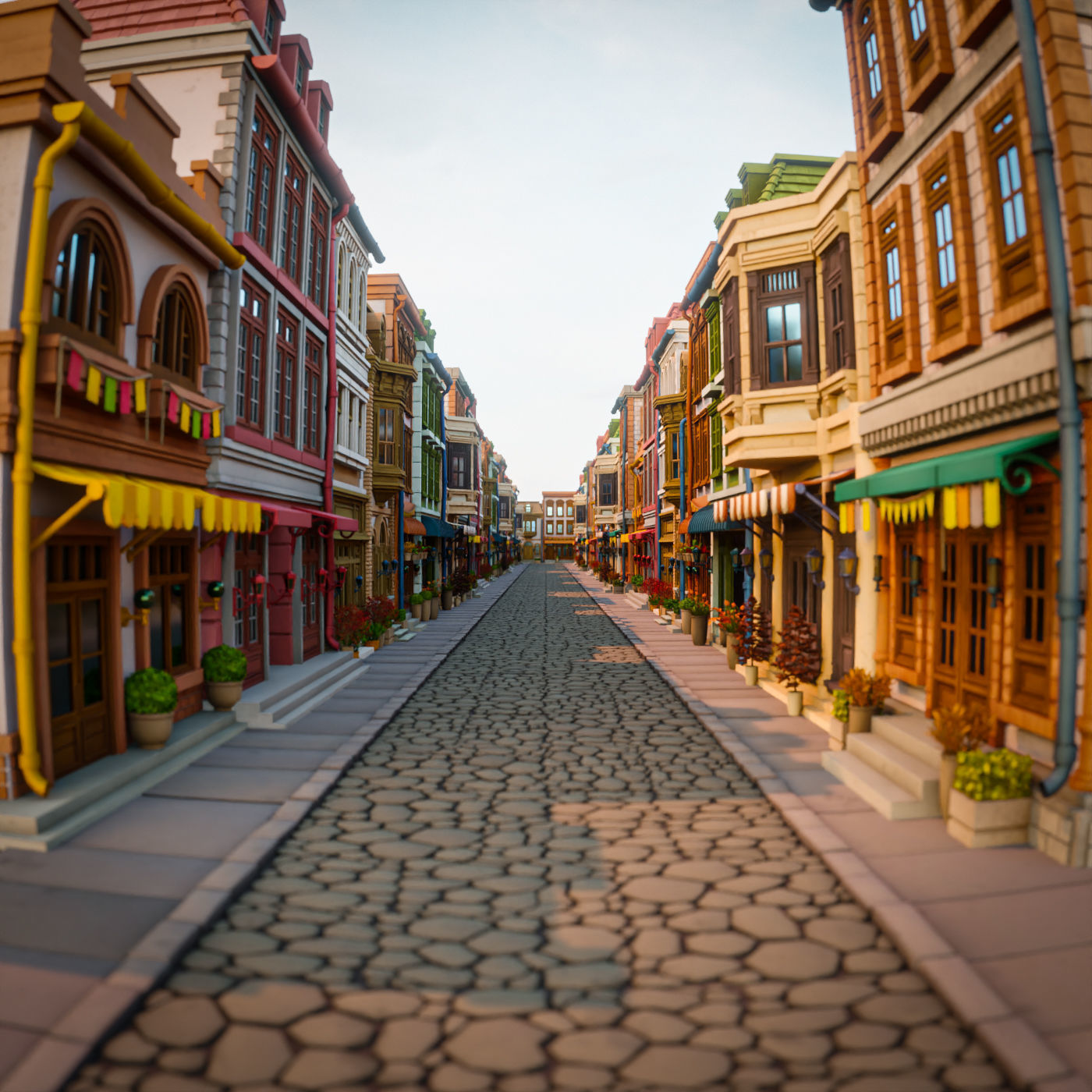 LOWPOLY CITY BUILDING STYLIZE PACK 8 BUILDING 3D Model Collection_1