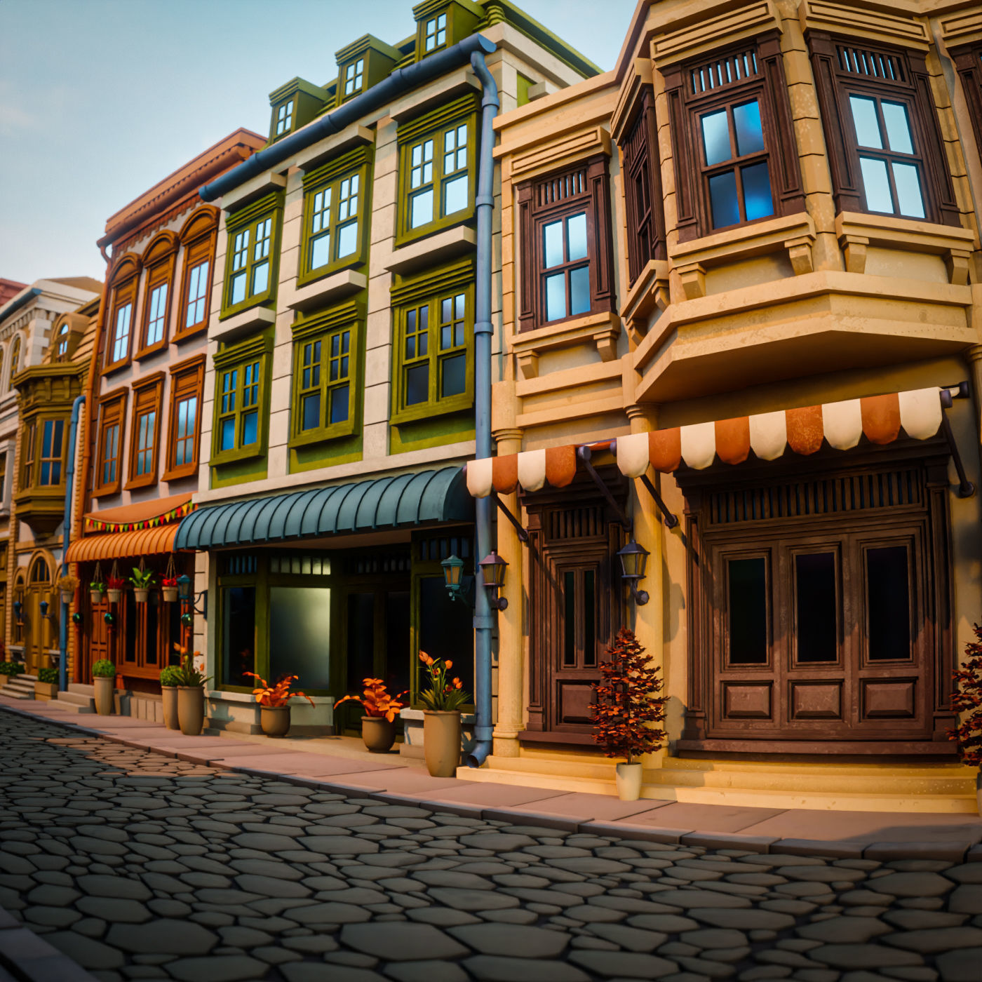 LOWPOLY CITY BUILDING STYLIZE PACK 8 BUILDING 3D Model Collection_2