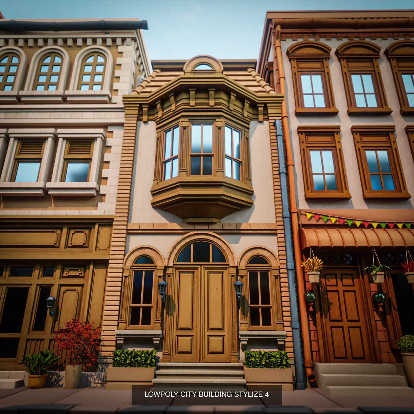 LOWPOLY CITY BUILDING STYLIZE PACK 8 BUILDING 3D Model Collection_8