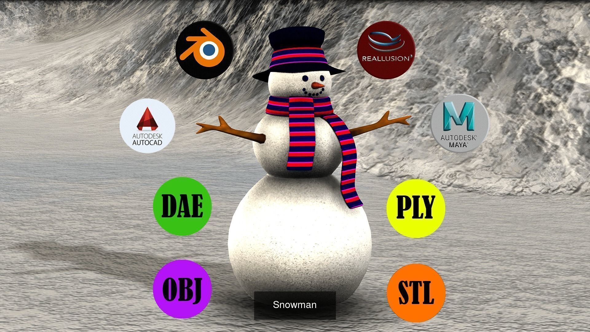 3 PACK OF SNOWMAN 3D Model Collection_4