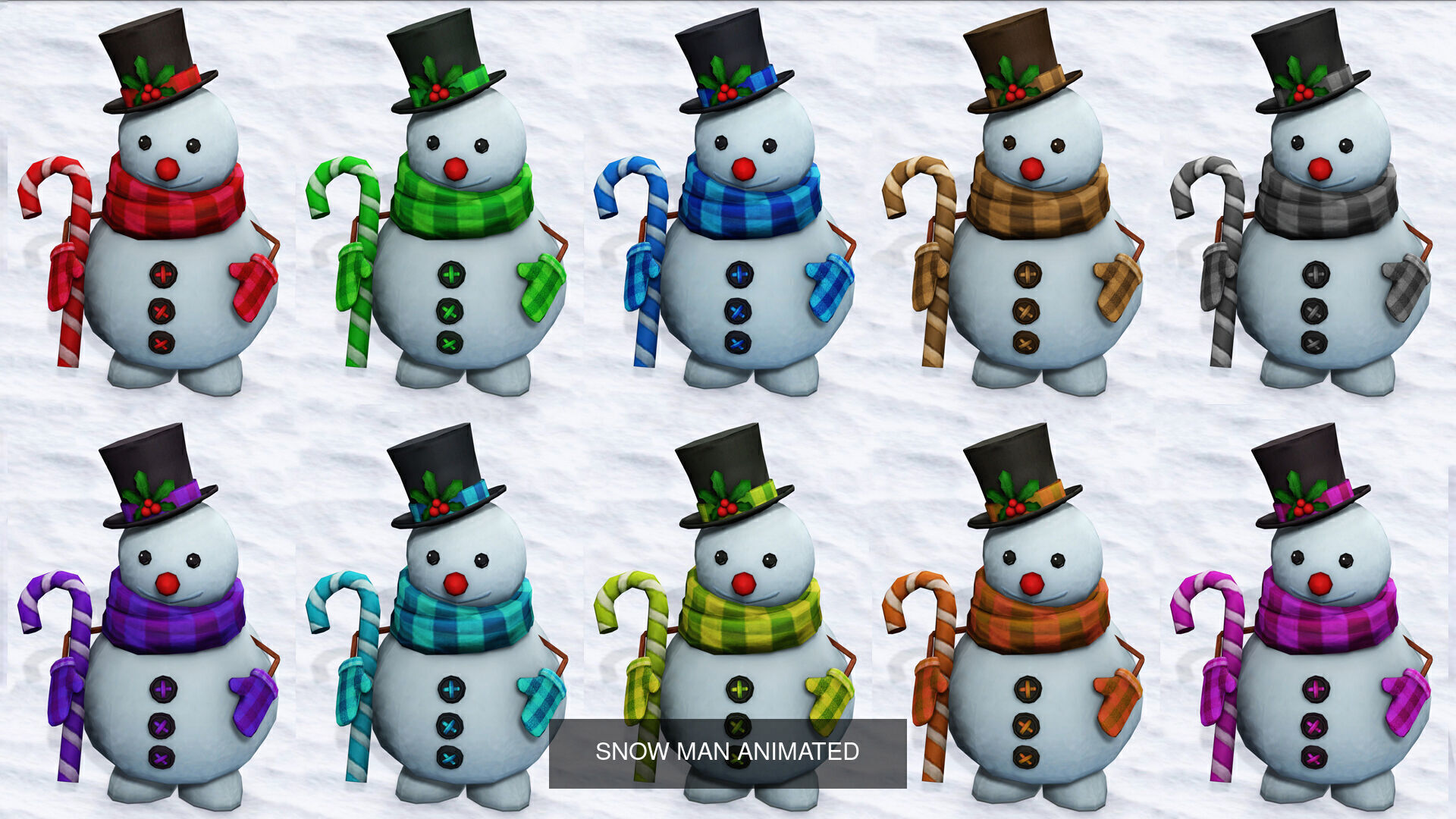 3 PACK OF SNOWMAN 3D Model Collection_5