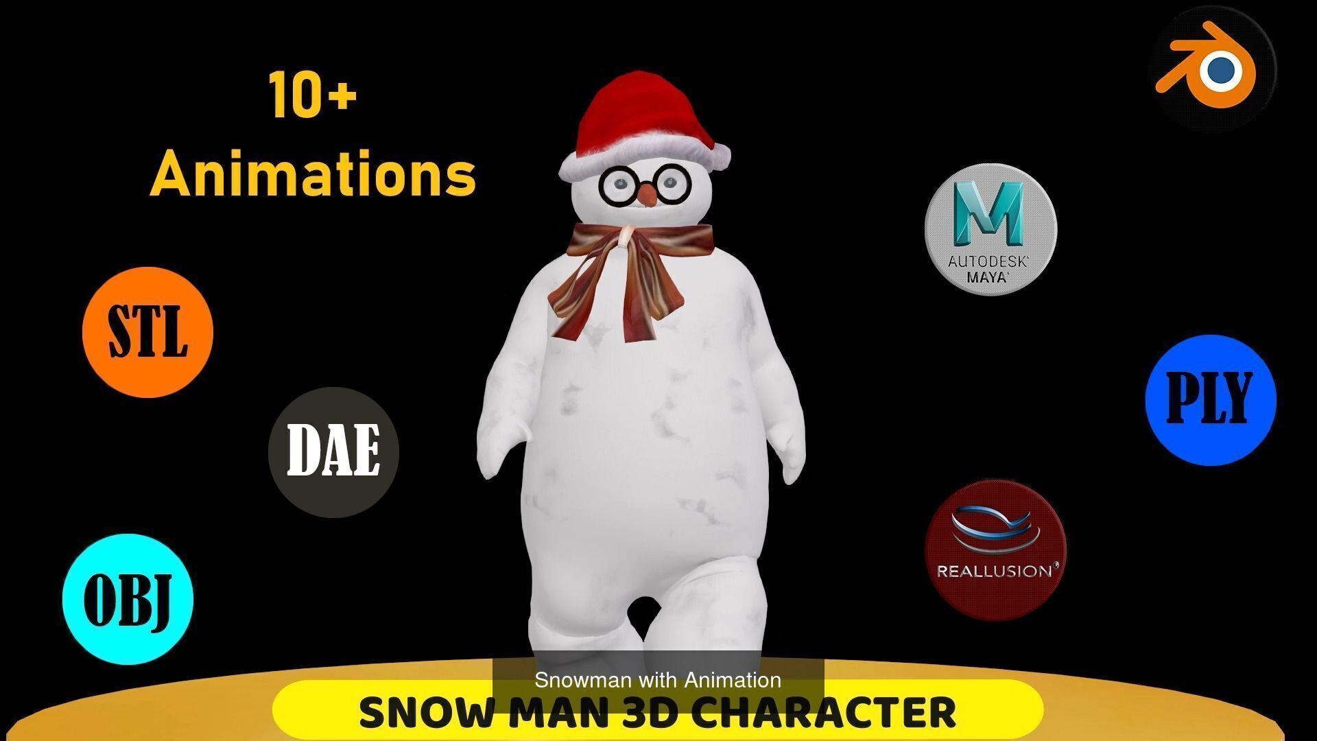 2 PACK OF ANIMATED SNOWMAN 3D Model Collection_2