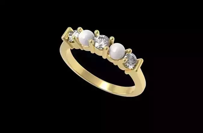 Engagement Ring With Diamond and pearl