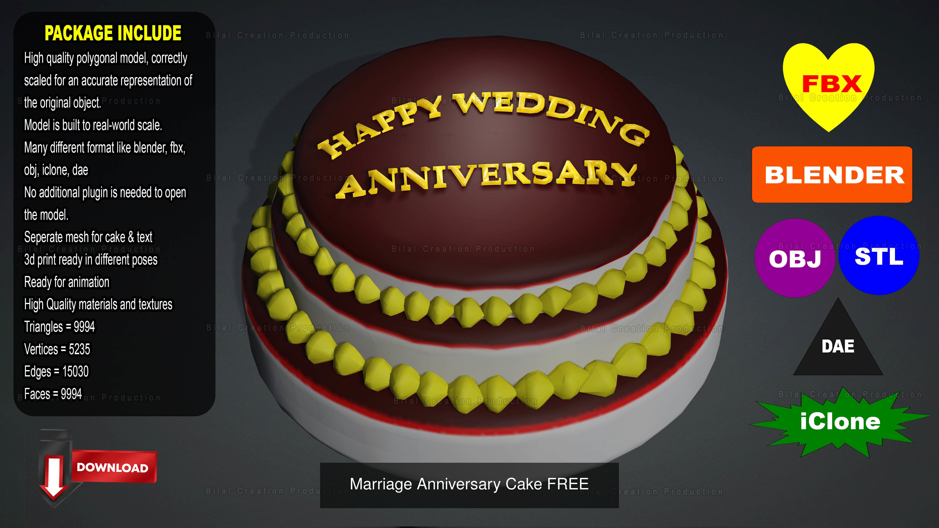 3 PACK OF CAKES 3D Model Collection_6