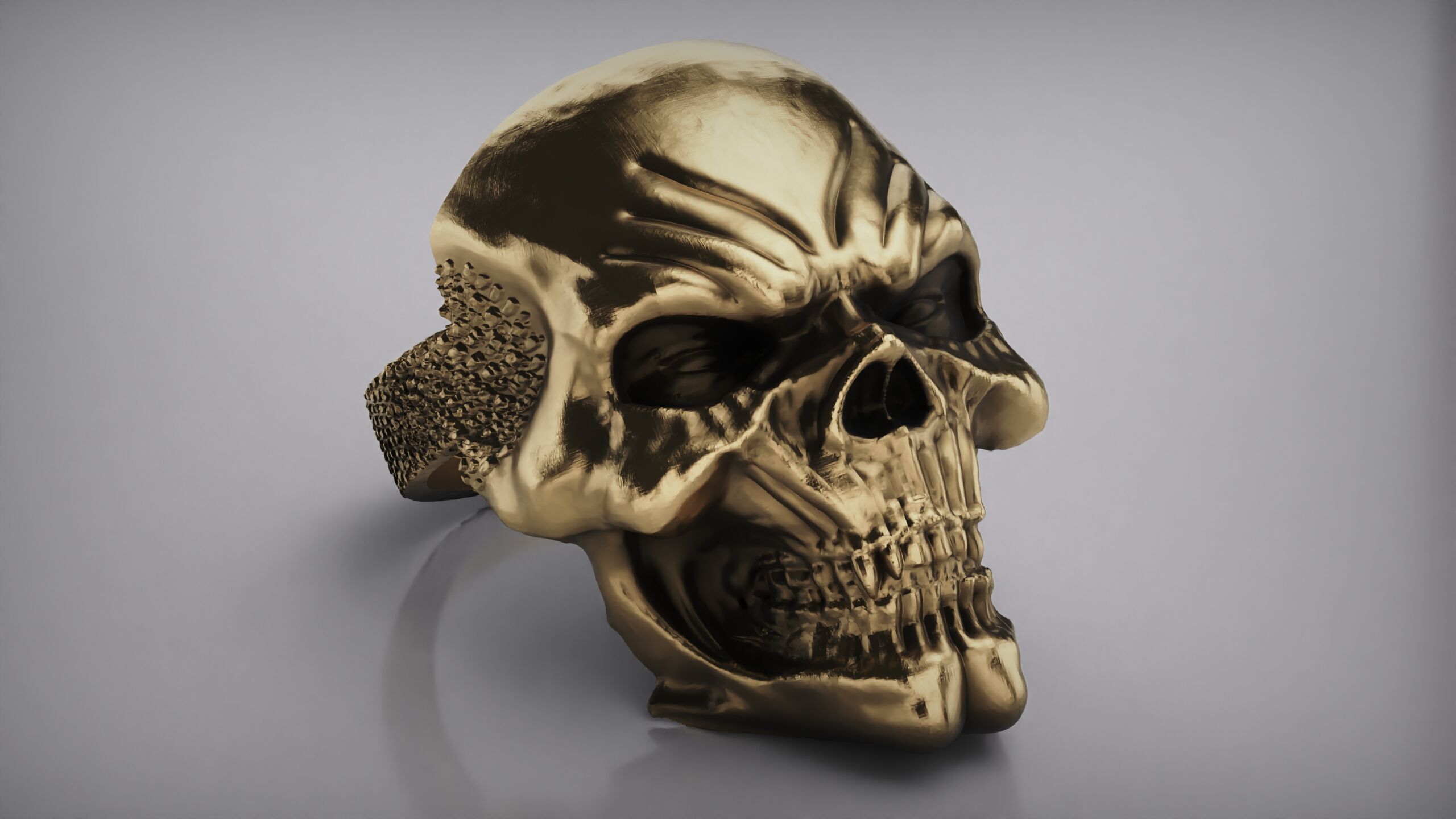 Skull Ring - Rider Ring - Silver Ring - Skeleton Ring 3D print model_12