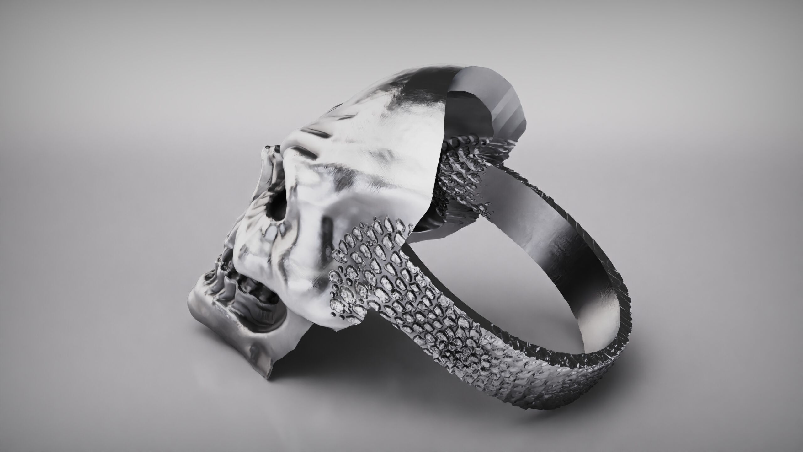 Skull Ring - Rider Ring - Silver Ring - Skeleton Ring 3D print model_17