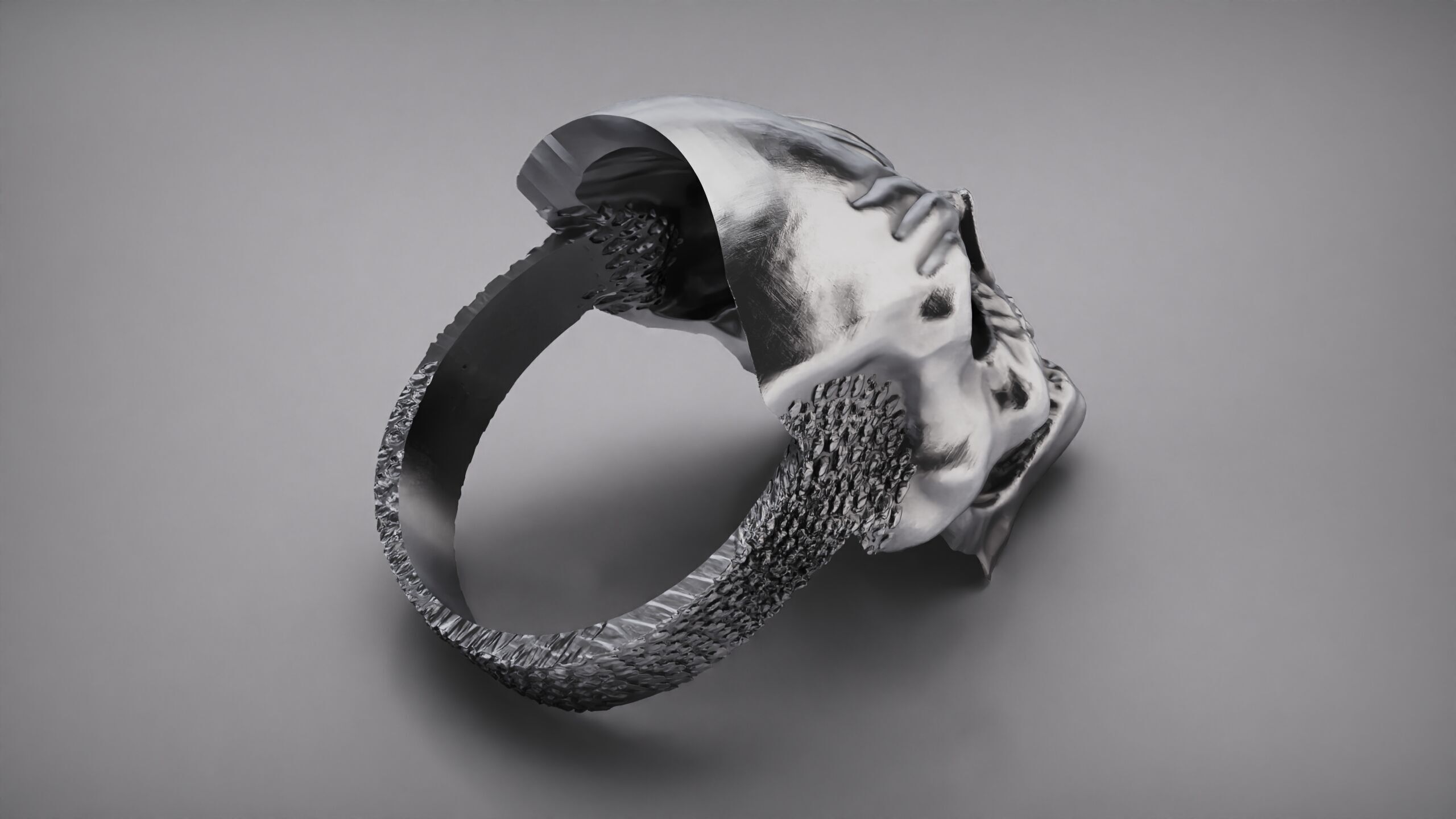 Skull Ring - Rider Ring - Silver Ring - Skeleton Ring 3D print model_9