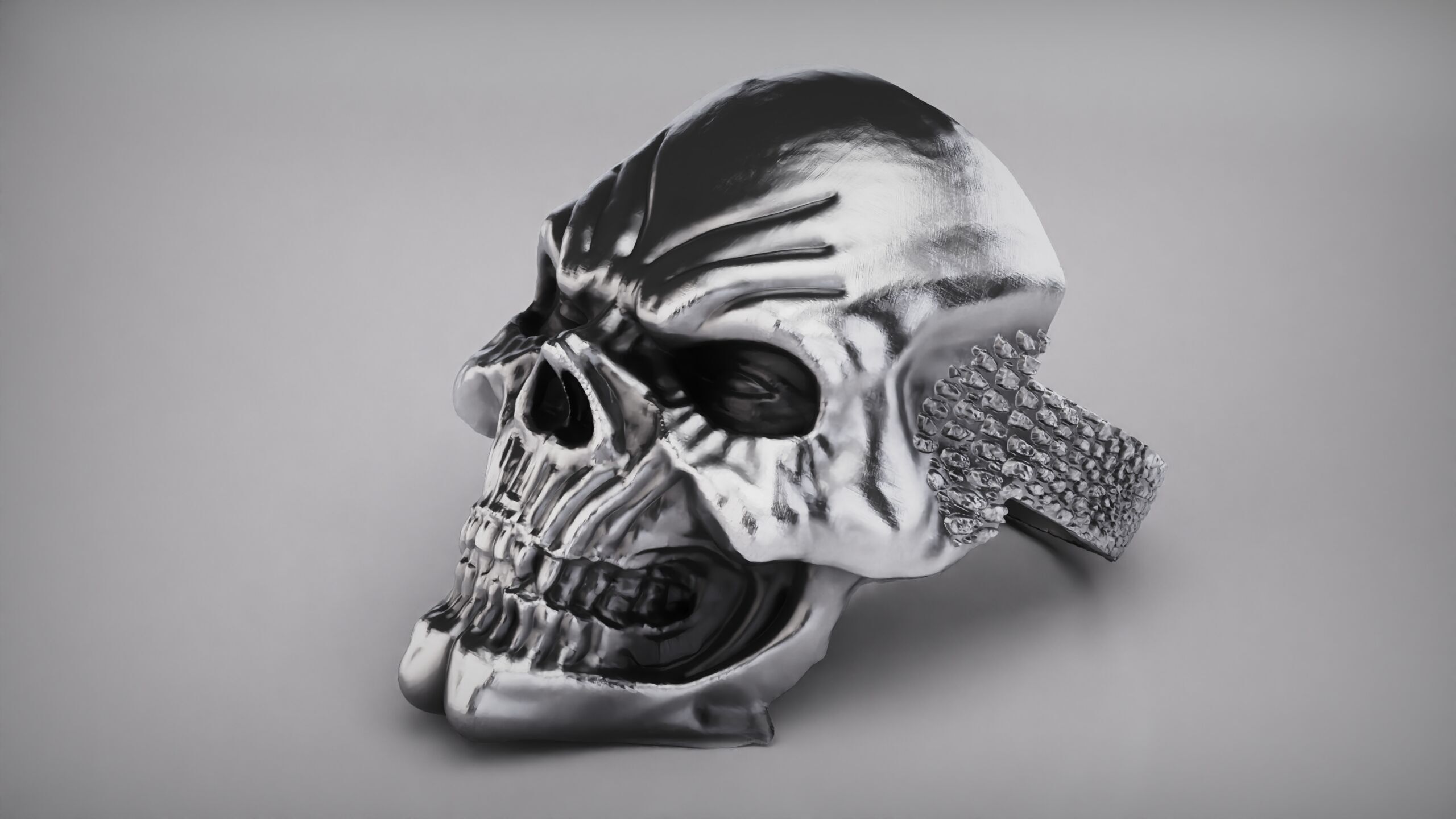 Skull Ring - Rider Ring - Silver Ring - Skeleton Ring 3D print model_19